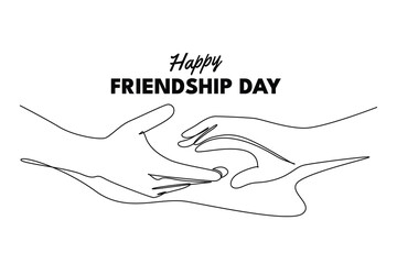 Happy international friendship day Concept. Single line draw design vector graphic illustration.