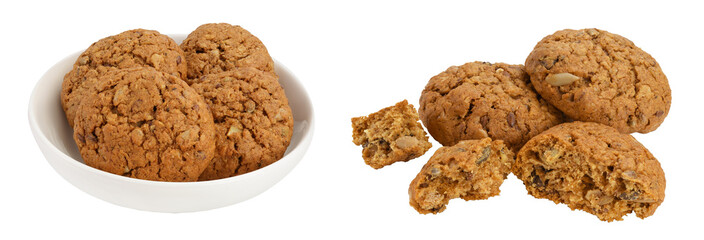 oatmeal cookies with flax, pumpkin and sunflower seeds with full depth of field