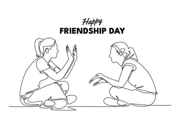 Happy international friendship day Concept. Single line draw design vector graphic illustration.