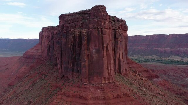 Parrot Mesa Rock Formation in the Utah Desert near Moab, Aerial orbiting shot