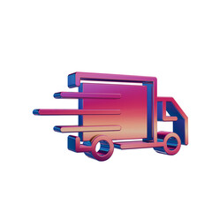 3D Neon Retro Icon - Delivery Truck Symbol Online Shopping