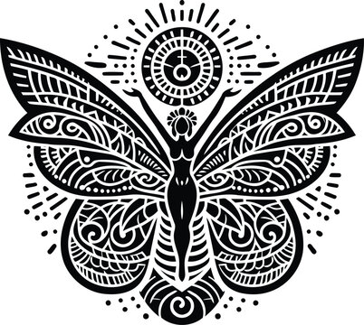 recommend clip art:  fairy silhouete with Polynesian ethnic pattern illustration
