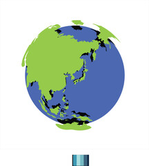 globe earth from japan perspective exploded simple