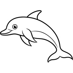 Dolphin fish Vector line art and silhouette illustration