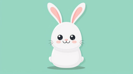 Cute cartoon bunny jumping with joy on a clean background, celebrating World Smile Day.