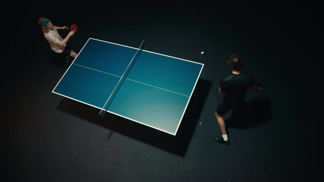 Front view of a ping pong match