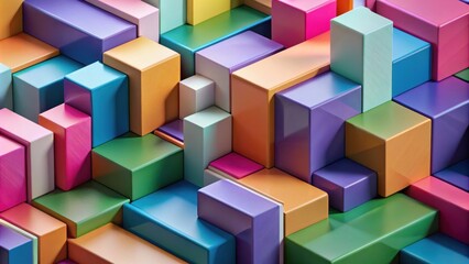 Obraz premium A vibrant background with overlapping geometric shapes in various colors and sizes.