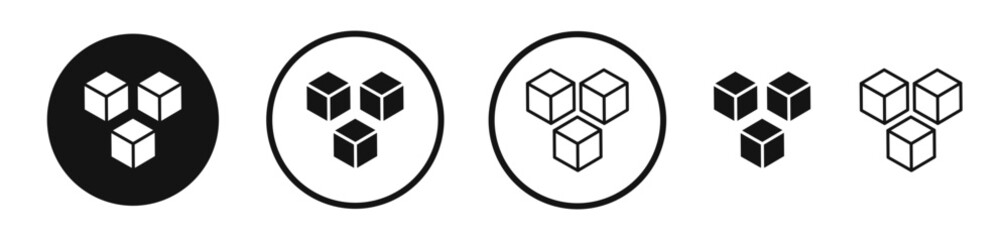 Cubes flat liner icon set.