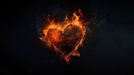 A beautiful heart of fire and flame. Passion. The flame is a symbol of love. A searing fire in the shape of a heart.