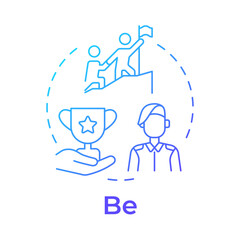 Be military philosophy blue gradient concept icon. Army values, teamwork organization. Round shape line illustration. Abstract idea. Graphic design. Easy to use in infographic, presentation