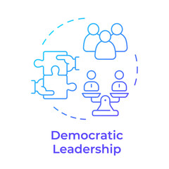 Democratic leadership blue gradient concept icon. Team members, democracy. Puzzle hands. Round shape line illustration. Abstract idea. Graphic design. Easy to use in infographic, presentation