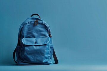 Blue Backpack on a Blue Background
