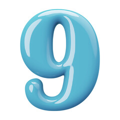 Blue 3D Number 9