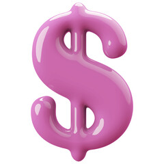 Pink 3D Dollar Symbol