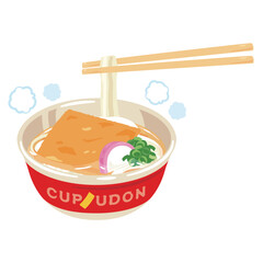 麺を持ち上げられたカップうどん