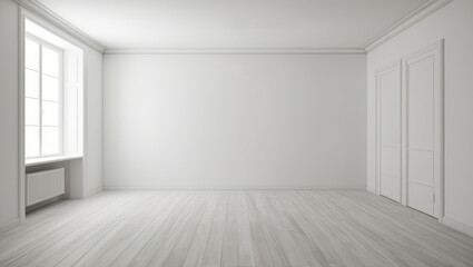Fototapeta premium Bright empty room with a window, offering a fresh canvas for a new living space design