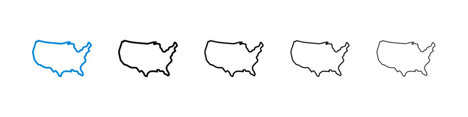 America map black and white vector icon