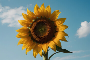 Obraz premium A minimalist wallpaper of a sunflower under bright blue sky