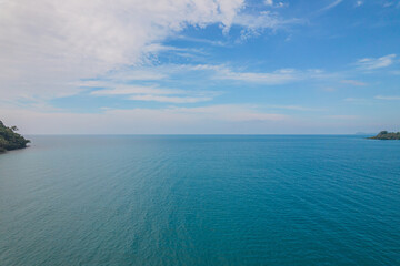 Aerial view amazing of Gulf Thai Sea, Beautiful ocean in the morning summer season in Thailand.