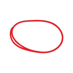 Red circle pen draw. Highlight hand drawn circle isolated on white background. Handwritten red circle. For marker pen, pencil, logo and text check. Vector illustration