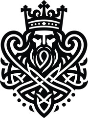 Obraz premium king in silhouete with celtic knot pattern illustration