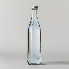 Fototapeta premium only a bottle of water, standing vertically, at an angle of 45 degrees to the camera, on a white background 