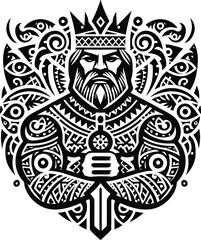  king silhouete with Polynesian ethnic pattern illustration