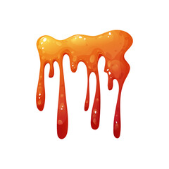 Colorful dripping slime in cartoon. Mucus splashes and liquid drop. Toxic splash, sticky slimy element. Vector illustration isolated on white background