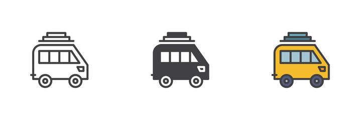 Minivan car different style icon set