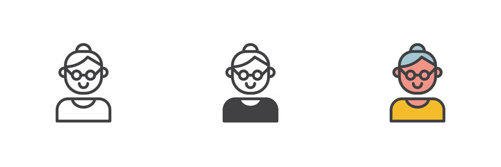 Grandmother different style icon set