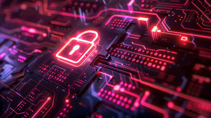 Close-up circuit board with lock
