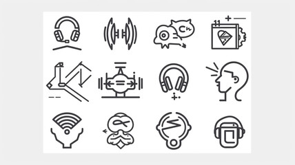 A collection of headphone icons and headphone images