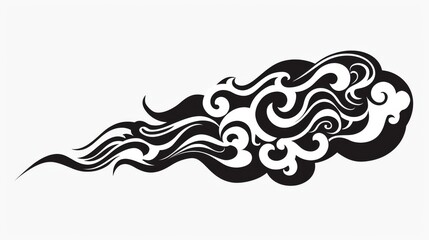 Fototapeta premium a simple, black and white illustration featuring clouds in a bold, edgy, and tribal tattoo style