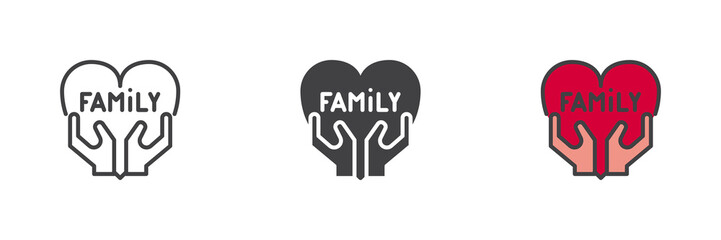 Family love different style icon set