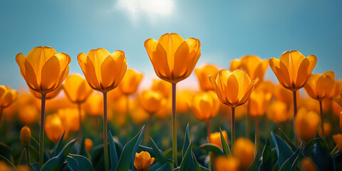 Obraz premium Feld mit gelber Tulpen