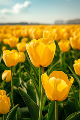 Fototapeta premium Feld mit gelber Tulpen