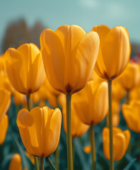 Feld mit gelber Tulpen