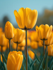 Feld mit gelber Tulpen