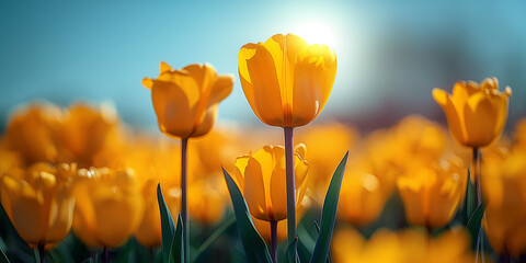 Feld mit gelber Tulpen