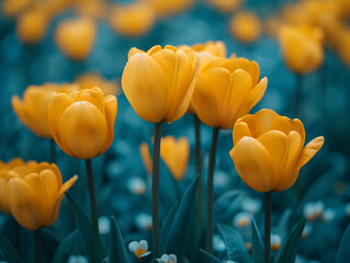 Feld mit gelber Tulpen