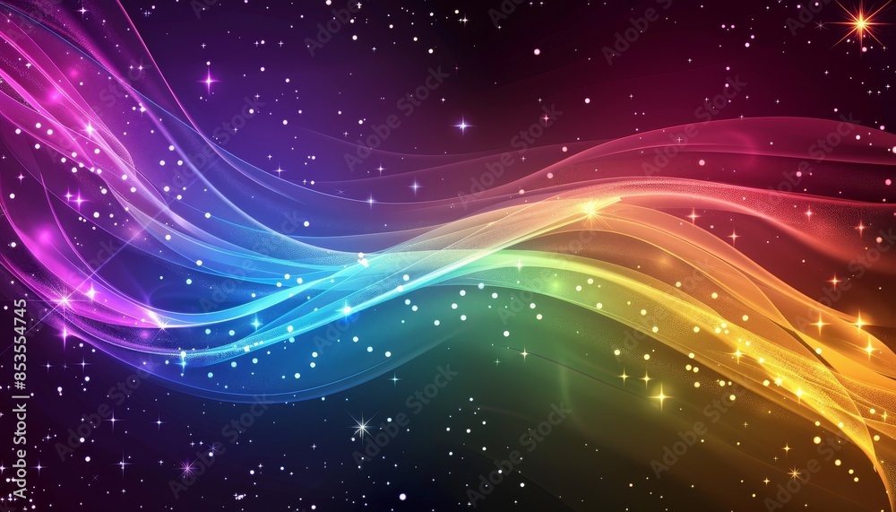 Poster a colorful galaxy with a rainbow in the middle and stars scattered throughout by ai generated image