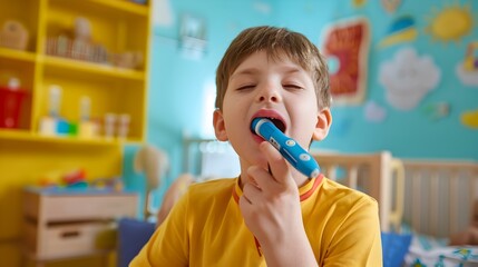 Special Needs Child Using Communication Device for Educational Assistance