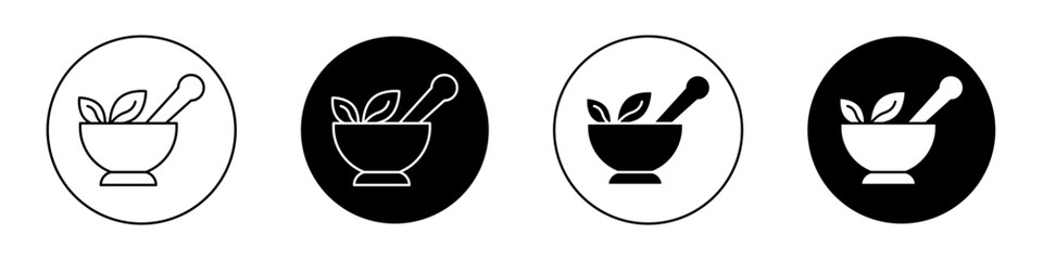 Mortar pestle vector icon symbol in flat style.