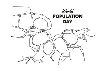 World Population Day Concept. Single line draw design vector graphic illustration.