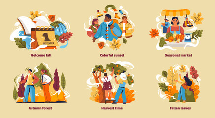 Fall Season Activities Illustration vector