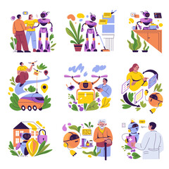 Futuristic Robots and Technology Illustration