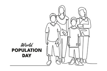 World Population Day Concept. Single line draw design vector graphic illustration.