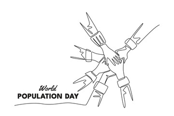 World Population Day Concept. Single line draw design vector graphic illustration.