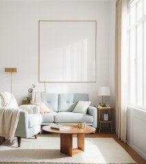 The photo depicts a modern and minimalistic living room interior. 