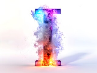 Ethereal Steam Shaping the Letter I with Glowing Colorful Effect on Isolated White Background